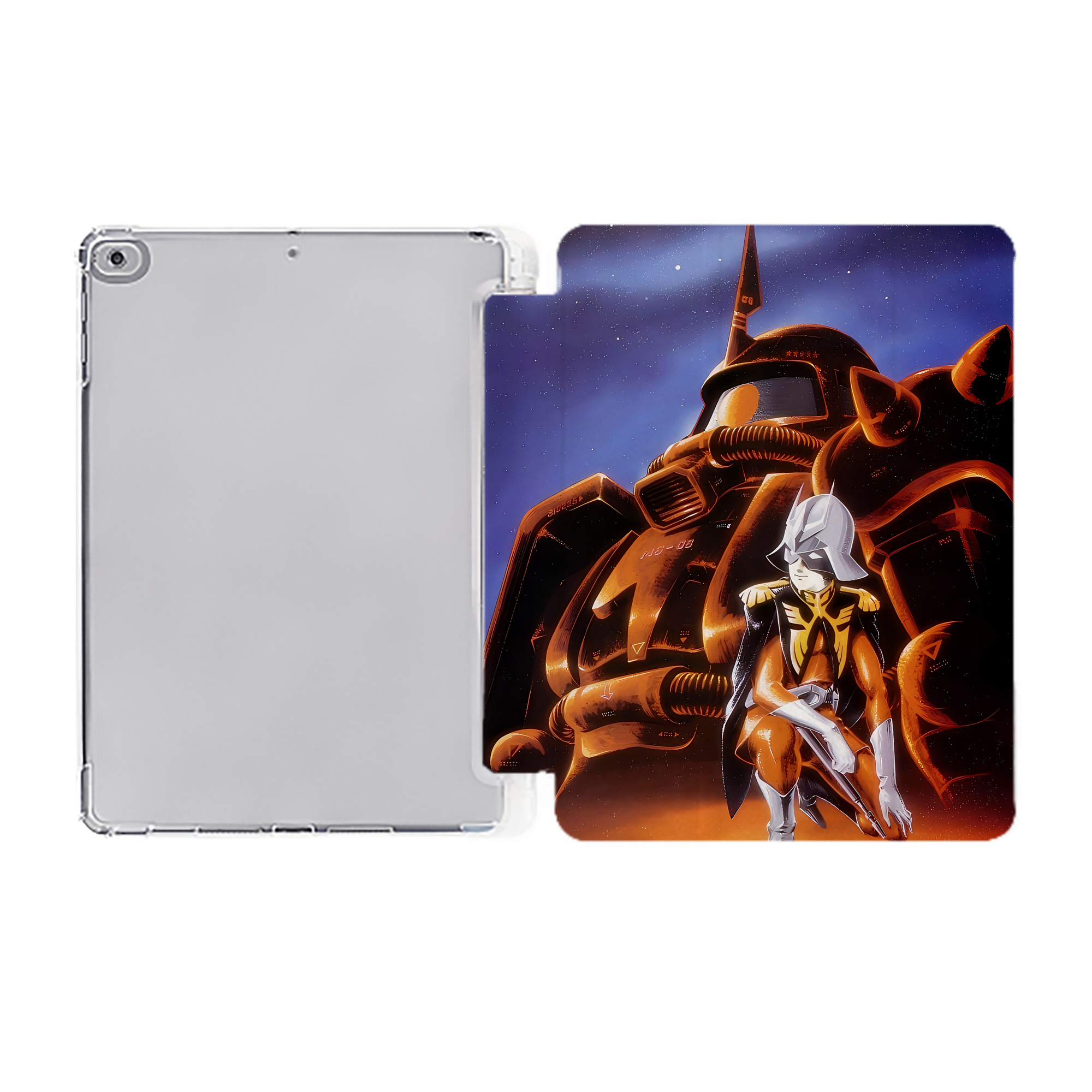 （画像用） 機動戦士ガンダム Mobile Suit Gundam IPad ケース ペン収納付き 三つ折りスタンド PUレザー×シリコン 対応機種9.5/10.5/10.9インチ